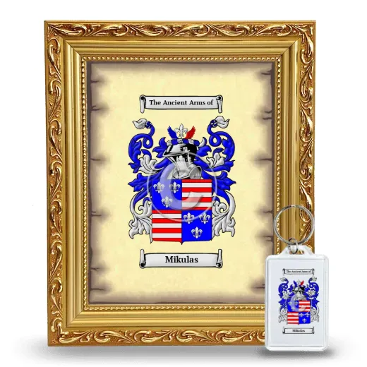 Mikulas Framed Coat of Arms and Keychain - Gold
