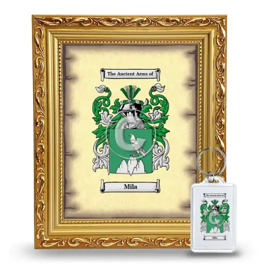 Mila Framed Coat of Arms and Keychain - Gold