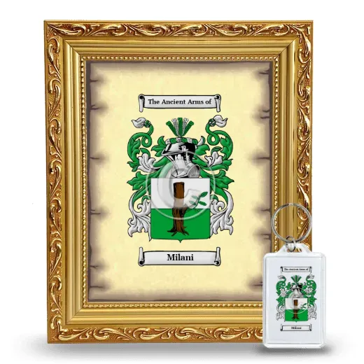 Milani Framed Coat of Arms and Keychain - Gold