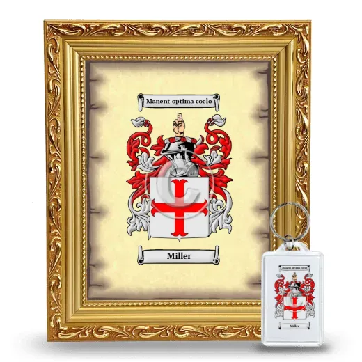 Miller Framed Coat of Arms and Keychain - Gold