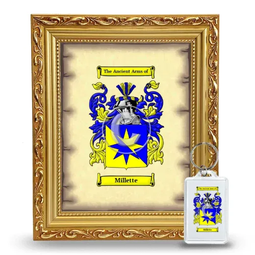 Millette Framed Coat of Arms and Keychain - Gold