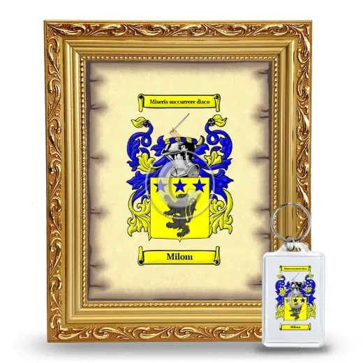 Milom Framed Coat of Arms and Keychain - Gold