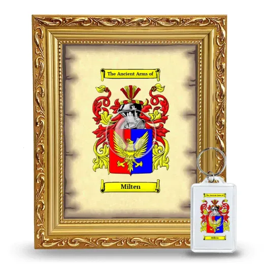 Milten Framed Coat of Arms and Keychain - Gold