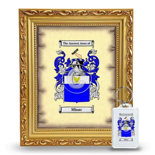 Minar Framed Coat of Arms and Keychain - Gold