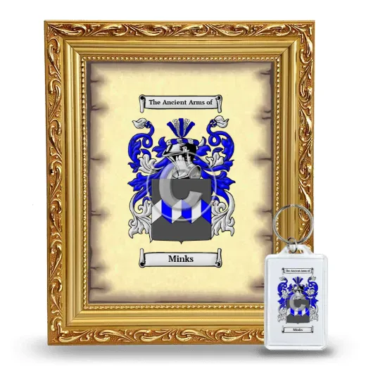 Minks Framed Coat of Arms and Keychain - Gold