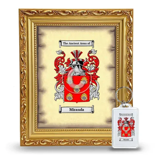 Miranda Framed Coat of Arms and Keychain - Gold
