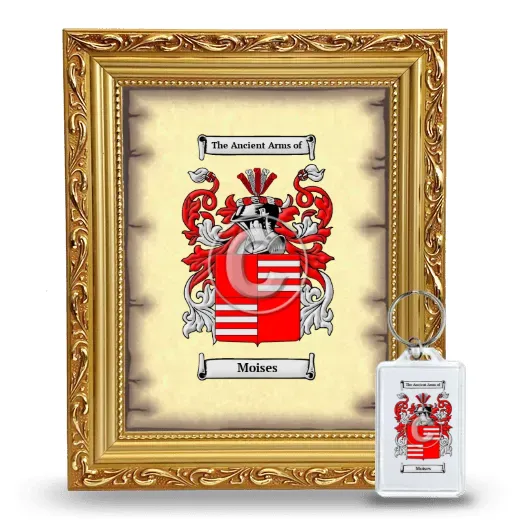 Moises Framed Coat of Arms and Keychain - Gold