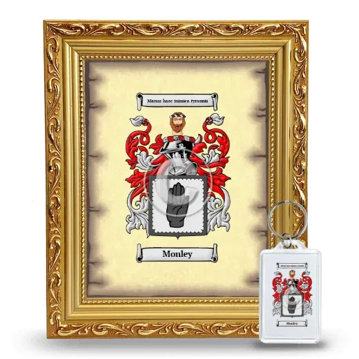 Monley Framed Coat of Arms and Keychain - Gold
