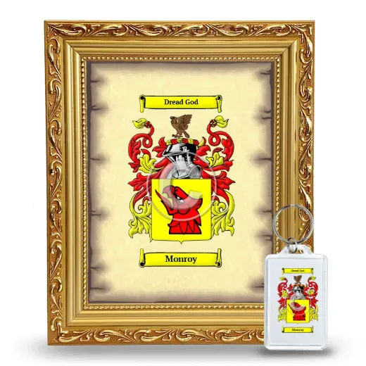 Monroy Framed Coat of Arms and Keychain - Gold
