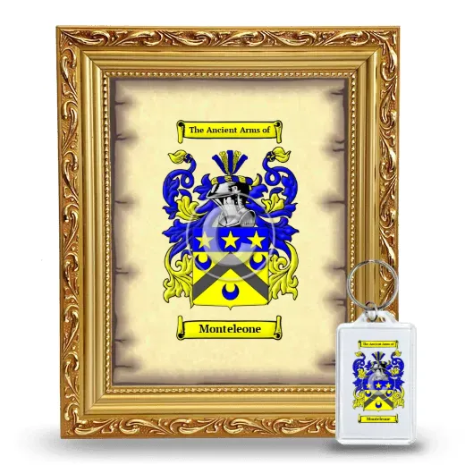 Monteleone Framed Coat of Arms and Keychain - Gold