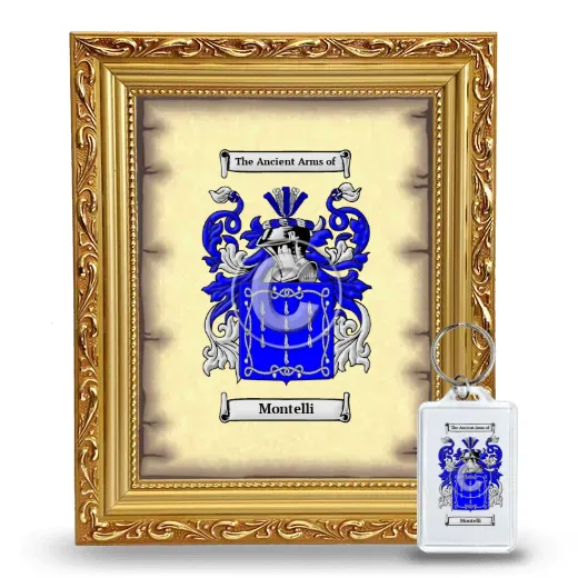 Montelli Framed Coat of Arms and Keychain - Gold