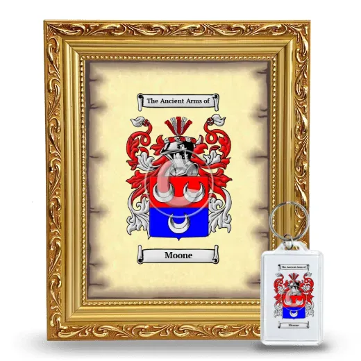 Moone Framed Coat of Arms and Keychain - Gold