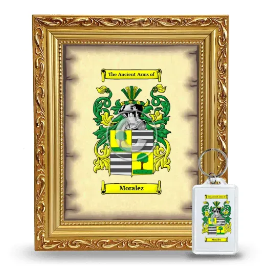 Moralez Framed Coat of Arms and Keychain - Gold