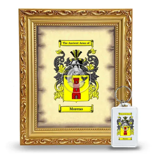 Moreno Framed Coat of Arms and Keychain - Gold