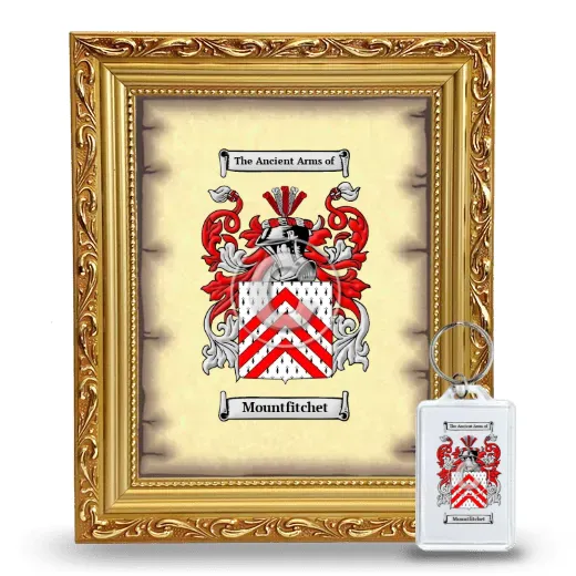 Mountfitchet Framed Coat of Arms and Keychain - Gold