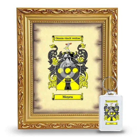 Moyen Framed Coat of Arms and Keychain - Gold