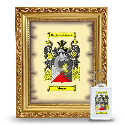 Moyer Framed Coat of Arms and Keychain - Gold