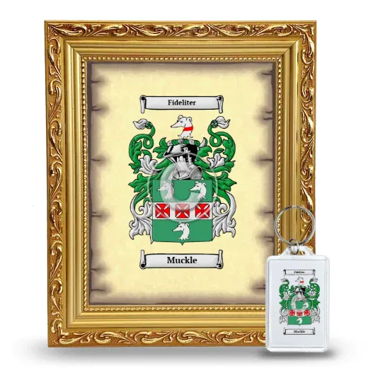 Muckle Framed Coat of Arms and Keychain - Gold