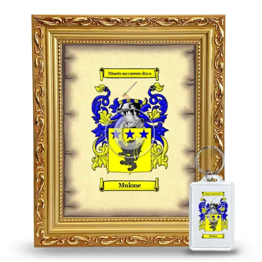 Mulone Framed Coat of Arms and Keychain - Gold