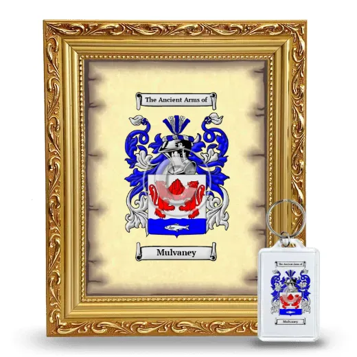 Mulvaney Framed Coat of Arms and Keychain - Gold