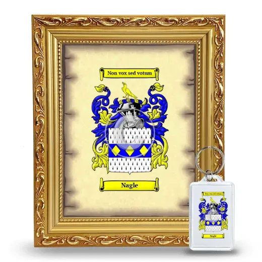 Nagle Framed Coat of Arms and Keychain - Gold