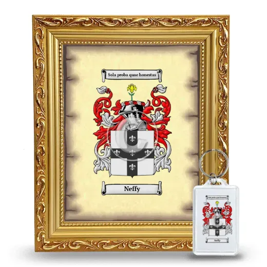 Neffy Framed Coat of Arms and Keychain - Gold