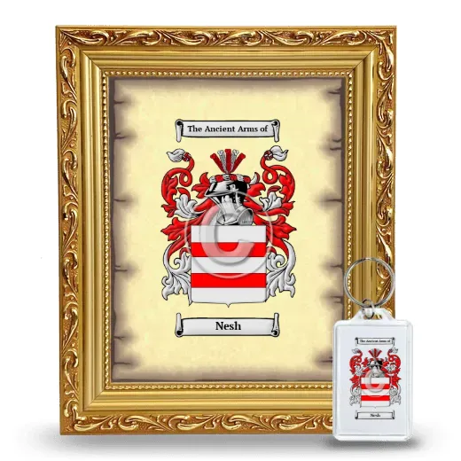 Nesh Framed Coat of Arms and Keychain - Gold