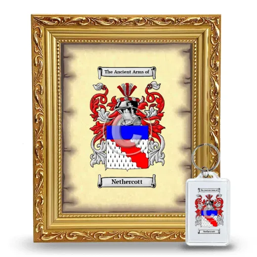 Nethercott Framed Coat of Arms and Keychain - Gold