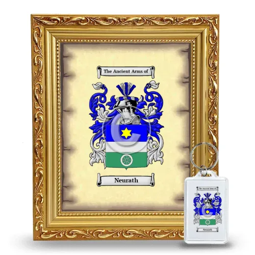 Neurath Framed Coat of Arms and Keychain - Gold