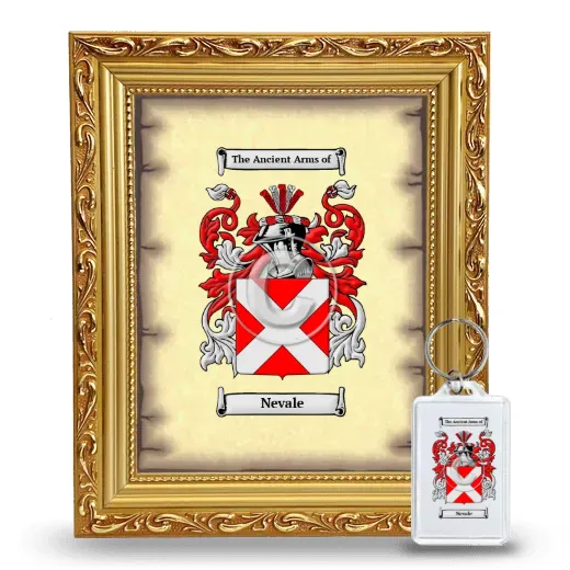 Nevale Framed Coat of Arms and Keychain - Gold