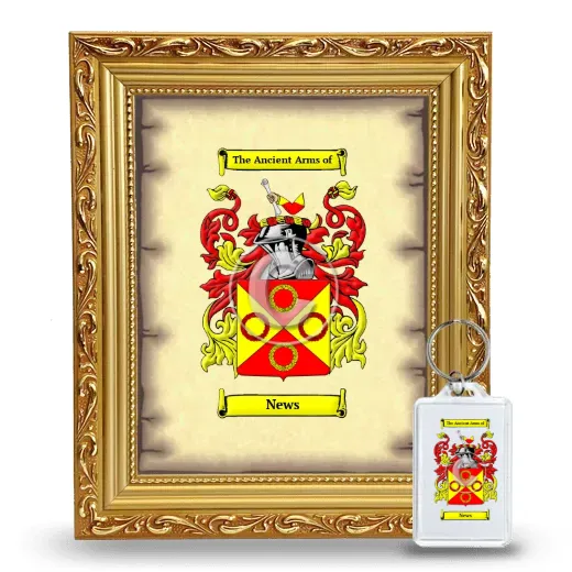 News Framed Coat of Arms and Keychain - Gold
