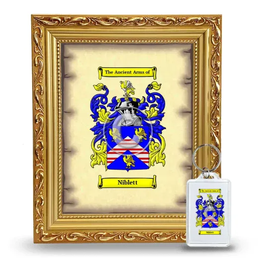 Niblett Framed Coat of Arms and Keychain - Gold