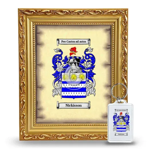 Nickisson Framed Coat of Arms and Keychain - Gold