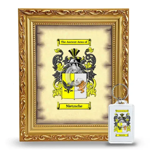Nietzsche Framed Coat of Arms and Keychain - Gold