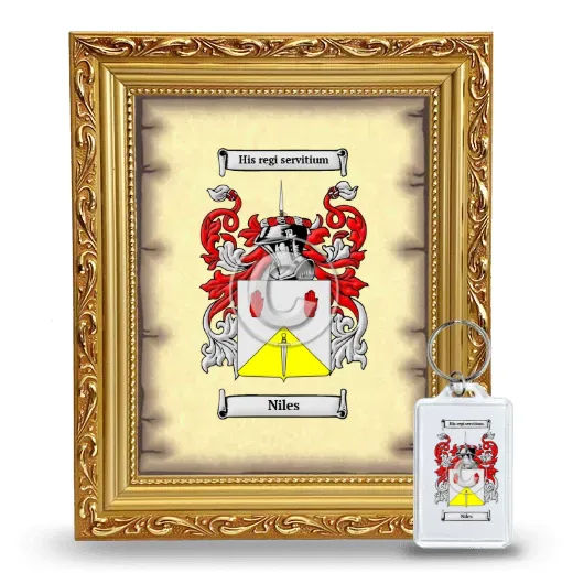 Niles Framed Coat of Arms and Keychain - Gold