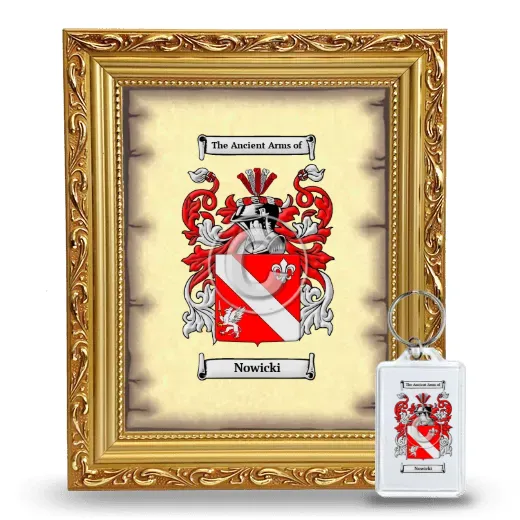 Nowicki Framed Coat of Arms and Keychain - Gold
