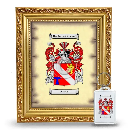 Nuño Framed Coat of Arms and Keychain - Gold