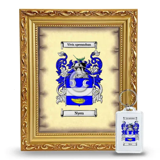 Nyen Framed Coat of Arms and Keychain - Gold