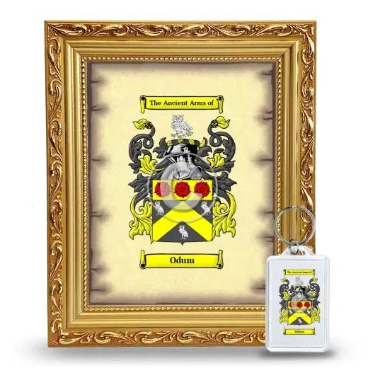 Odum Framed Coat of Arms and Keychain - Gold