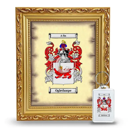 Oglethorpe Framed Coat of Arms and Keychain - Gold