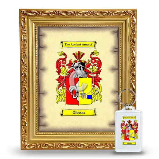 Oleson Framed Coat of Arms and Keychain - Gold