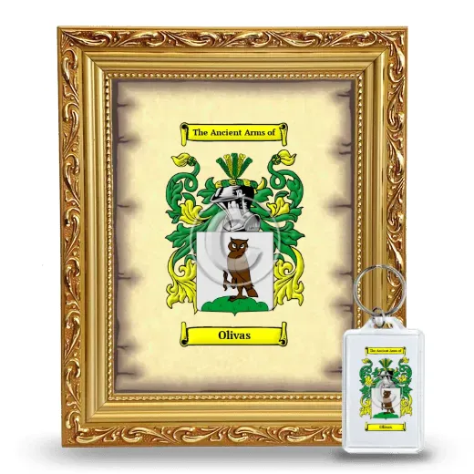 Olivas Framed Coat of Arms and Keychain - Gold