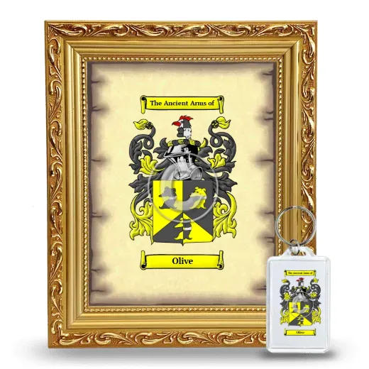 Olive Framed Coat of Arms and Keychain - Gold