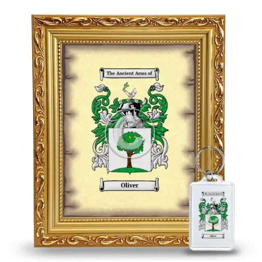 Oliver Framed Coat of Arms and Keychain - Gold