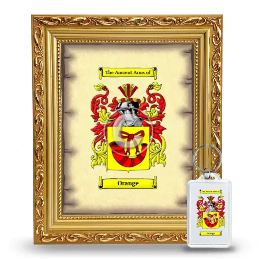 Orange Framed Coat of Arms and Keychain - Gold