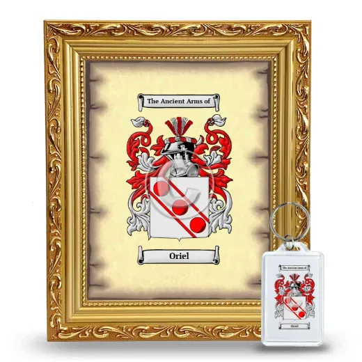 Oriel Framed Coat of Arms and Keychain - Gold