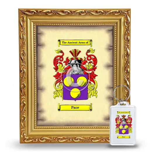 Pace Framed Coat of Arms and Keychain - Gold
