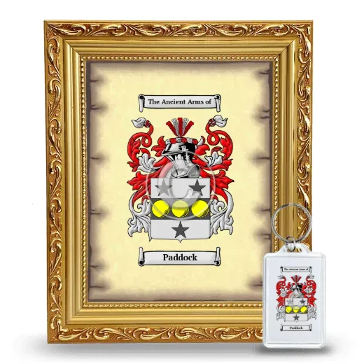 Paddock Framed Coat of Arms and Keychain - Gold