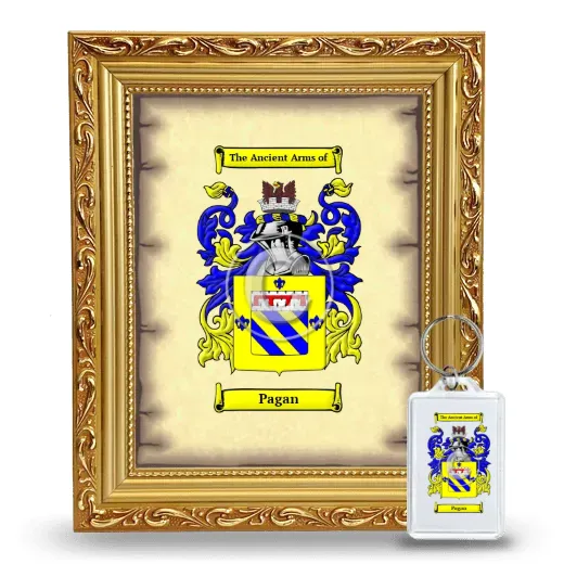 Pagan Framed Coat of Arms and Keychain - Gold
