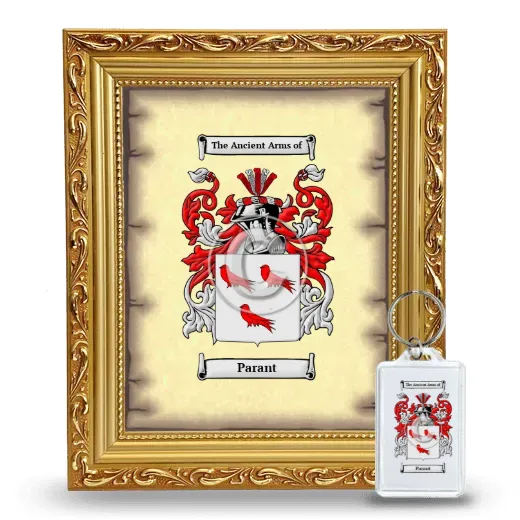 Parant Framed Coat of Arms and Keychain - Gold